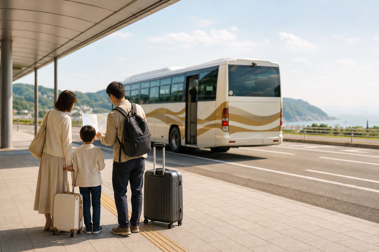 Nagasaki Airport to Nagasaki Station: family arrival guide — AI generated travel illustration
